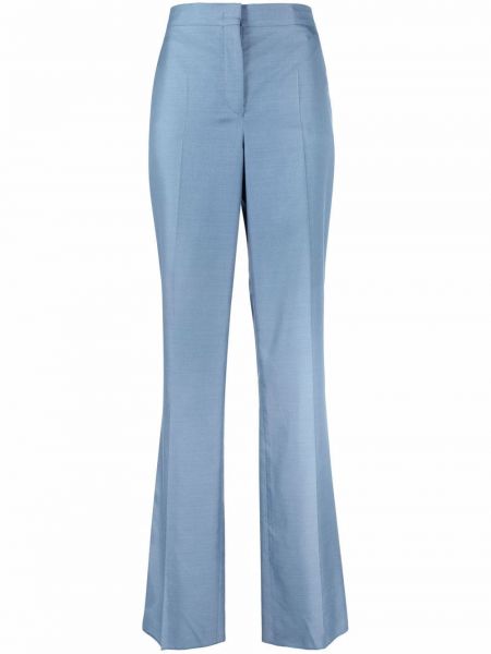 Pantalones de cintura alta de seda Salvatore Ferragamo azul
