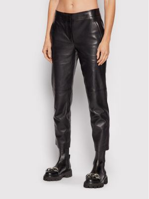Spodnie skórzane Karl Lagerfeld czarne