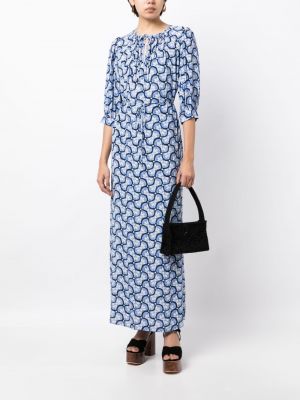 Dlouhé šaty s potiskem Dvf Diane Von Furstenberg modré