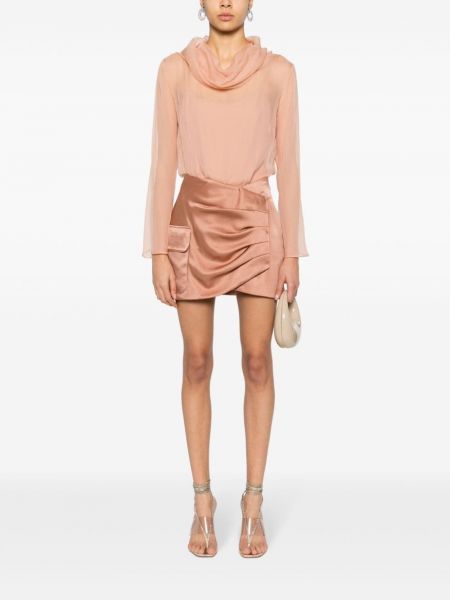 Saténové mini sukně Alberta Ferretti růžové