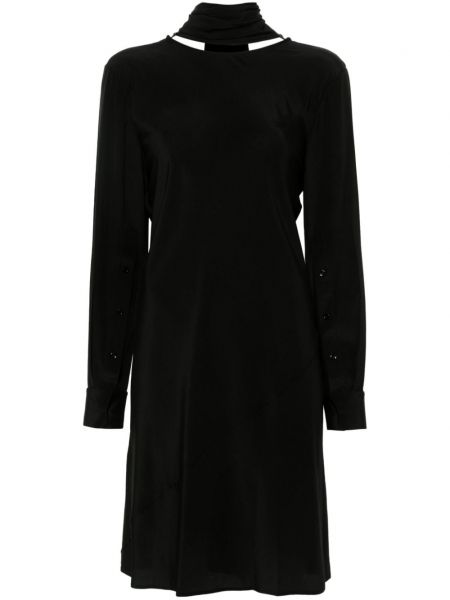 Svilena mini obleka z v-izrezom Helmut Lang črna