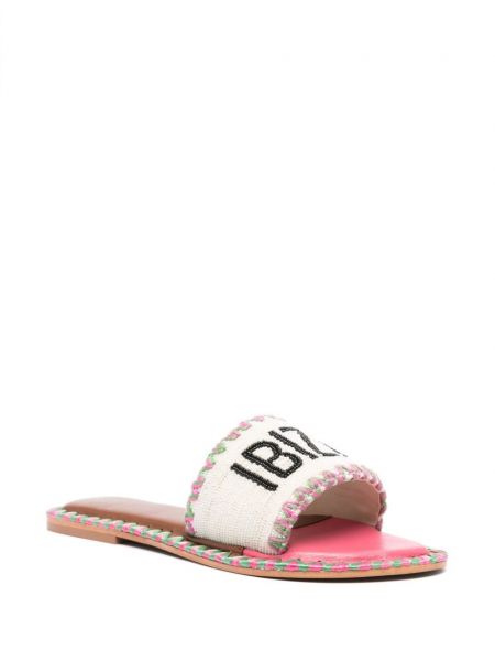 Sandales avec perles en cuir à imprimé De Siena Shoes rose