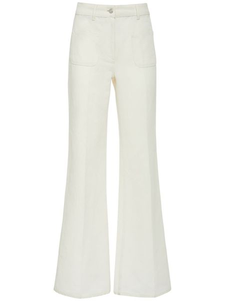 Pantalones de lino de algodón bootcut Loro Piana blanco