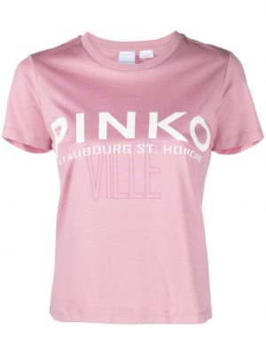 T-shirt en coton à imprimé Pinko rose