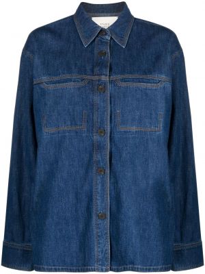 Rifľová košeľa na gombíky Studio Nicholson modrá