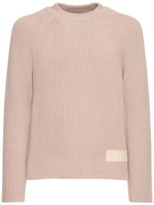 Suéter de lana de algodón Ami Paris rosa