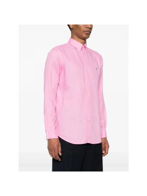 Lniana koszula Ralph Lauren różowa