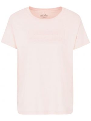 Bavlněné tričko s výšivkou Armani Exchange růžové