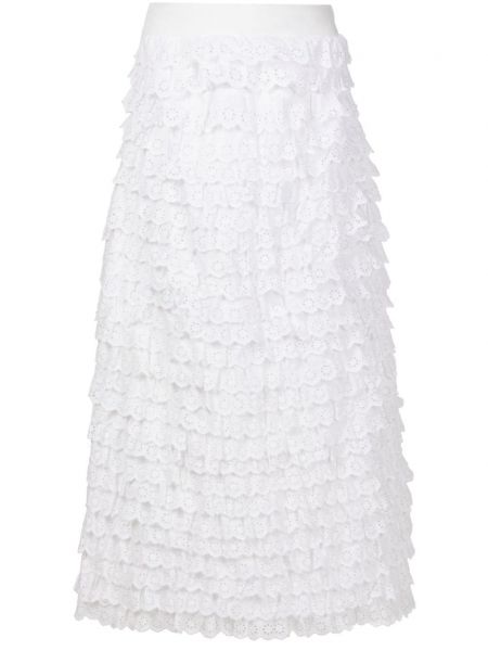 Pamučna suknja s volanima Olympiah bijela