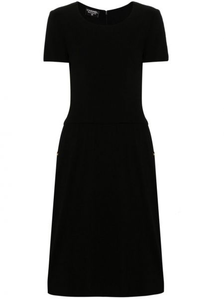 Vlnené midi šaty Chanel Pre-owned čierna
