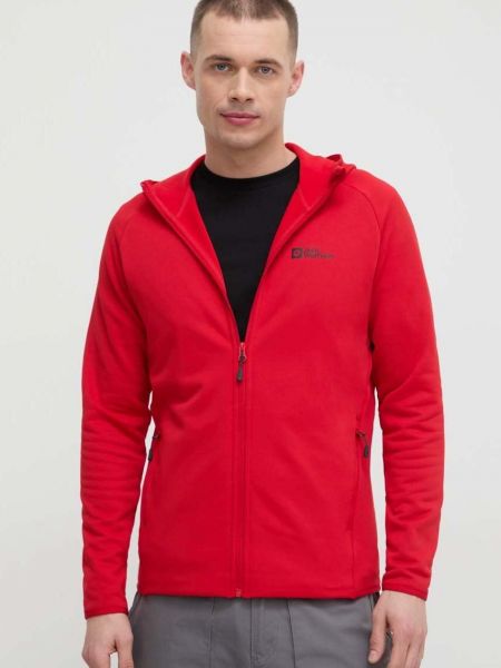 Однотонний светр з капюшоном Jack Wolfskin червоний