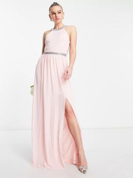 Длинное платье с вырезом на спине Tfnc розовое