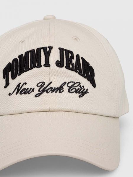 Бавовняна кепка з аплікацією Tommy Jeans бежева