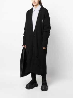 Pletený kabát s oděrkami Mm6 Maison Margiela černý