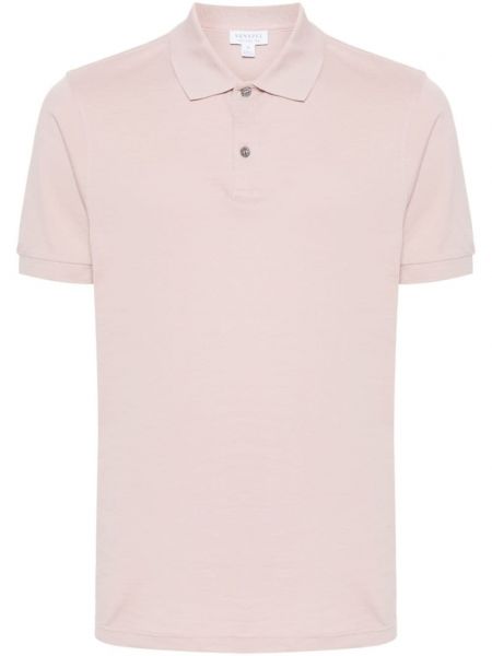 Памучна поло тениска Sunspel розово