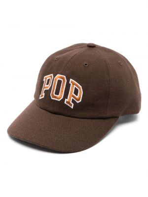 Памучна шапка с козирки бродирана Pop Trading Company кафяво