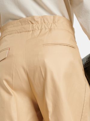 Bavlněné rovné kalhoty Victoria Beckham béžové