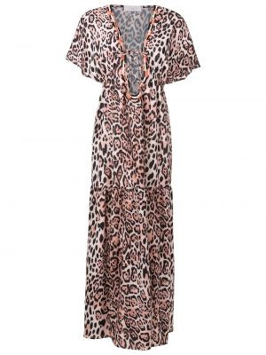 Leopardí přiléhavé plážové šaty s potiskem Brigitte - hnědá