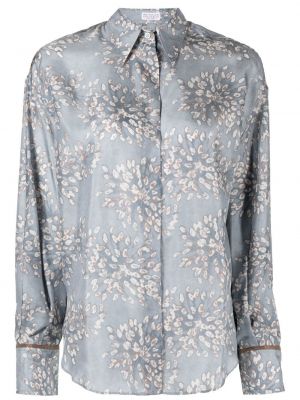 Копринена блуза с принт Brunello Cucinelli