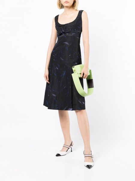 Raštuotas šilkinis midi suknele su abstrakčiu raštu Céline Pre-owned