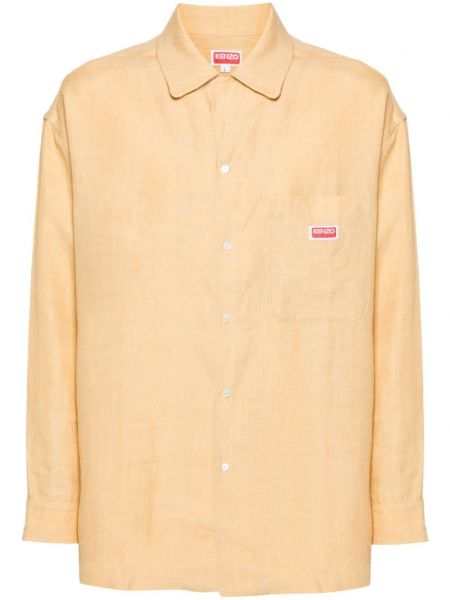 Oversize ленена риза Kenzo жълто