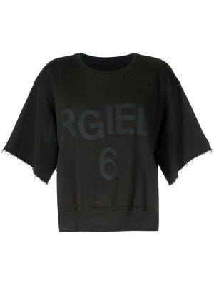 Тениска с принт Mm6 Maison Margiela черно