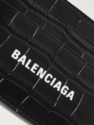 Кожаная косметичка с принтом Balenciaga черная