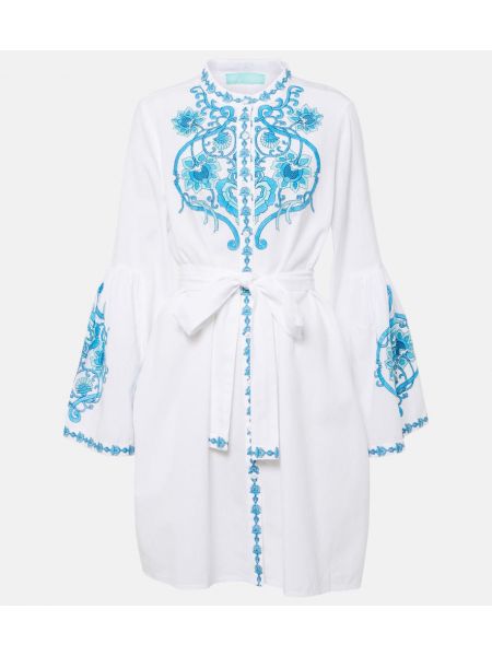 Mini robe brodé en lin en coton Melissa Odabash blanc