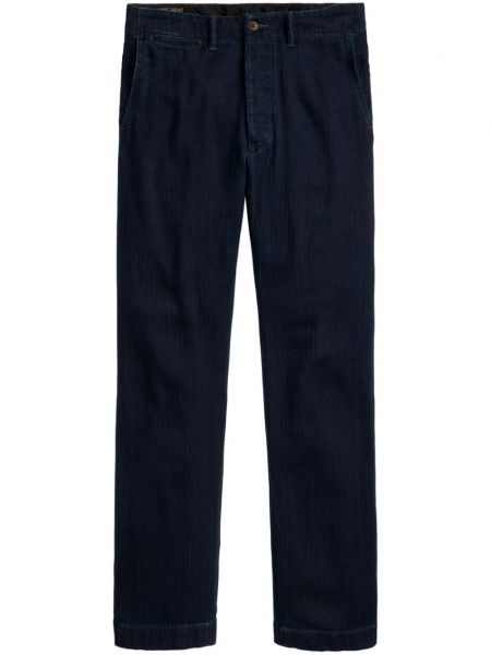 Βαμβακερό παντελόνι με ίσιο πόδι Ralph Lauren Rrl μπλε