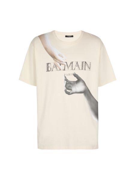 Koszulka z nadrukiem Balmain biała