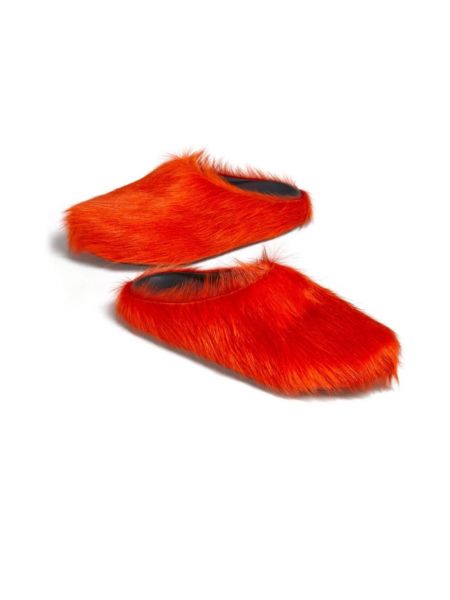 Calzado de pelo de cuero Marni naranja