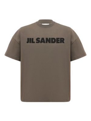 Хлопковая футболка Jil Sander хаки