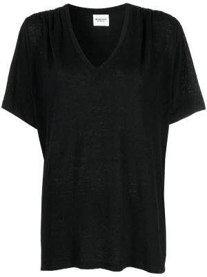 Lina t-krekls ar v veida izgriezumu Marant Etoile melns