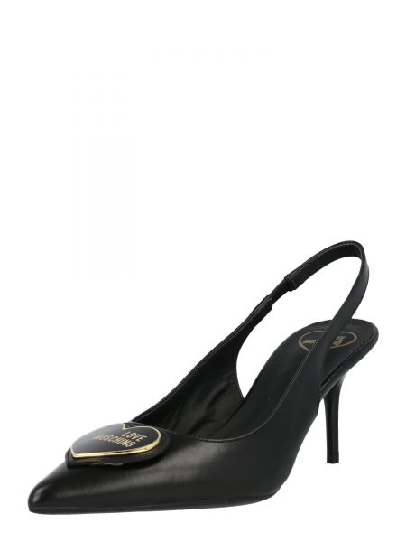 Полуотворени обувки с ток с отворена пета Love Moschino черно