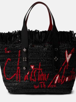 Nakupovalna torba z vezenjem Christian Louboutin črna