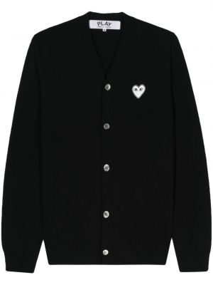 Cardigan en laine de motif coeur Comme Des Garçons Play noir