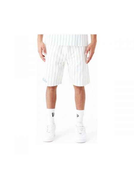 Prugaste bermuda kratke hlače New Era bijela
