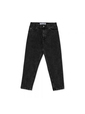 Haftowane proste jeansy polarowe bawełniane Polar Skate Co. czarne