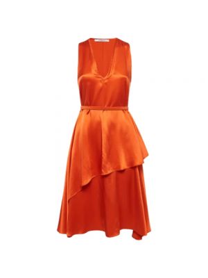Satynowa sukienka Givenchy Pre-owned pomarańczowa