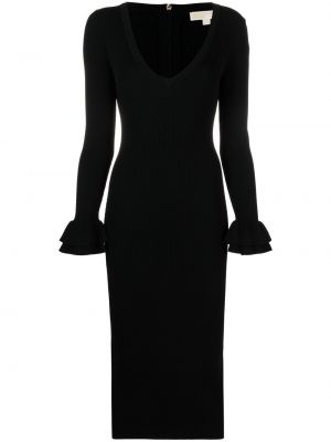 Dzianinowa sukienka z dekoltem w serek Michael Kors czarna