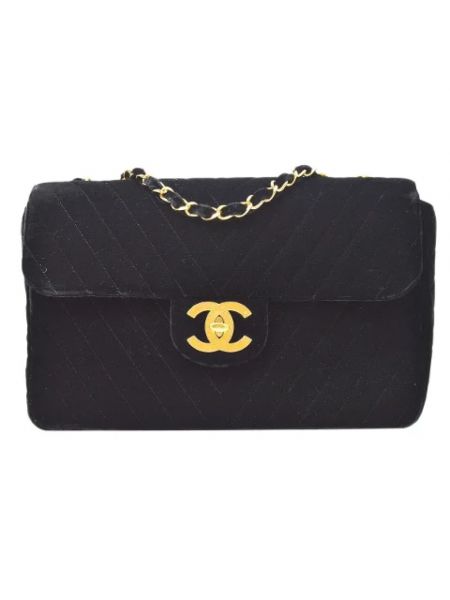 Aksamitna torebka retro Chanel Vintage czarna