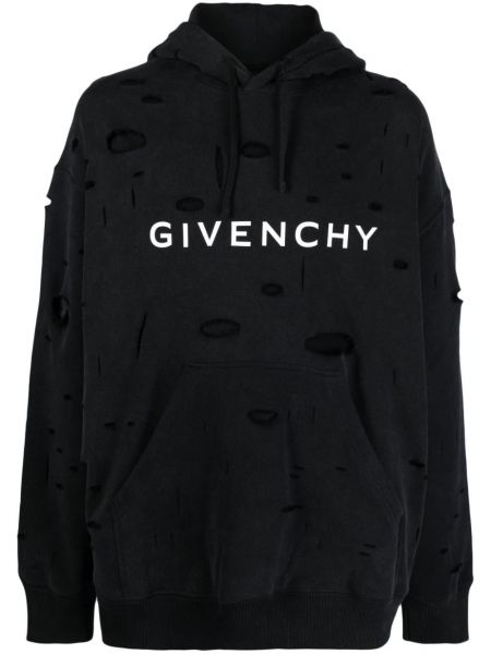 Hanorac cu glugă rupți cu imagine Givenchy