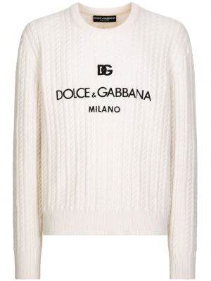 Πουλόβερ με στρογγυλή λαιμόκοψη Dolce & Gabbana λευκό