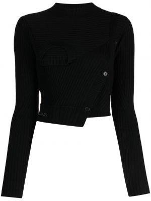 Pull en tricot asymétrique Feng Chen Wang noir