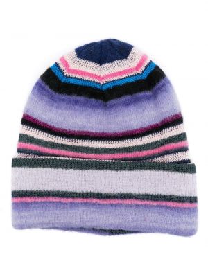 Pletena kapa s črtami Missoni vijolična