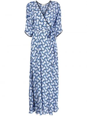 Sukienka długa z dekoltem w serek Dvf Diane Von Furstenberg niebieska