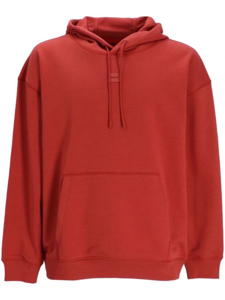 Pamučna hoodie s kapuljačom Hugo crvena