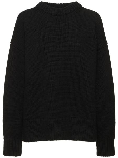 Suéter de lana de cachemir de punto The Row negro