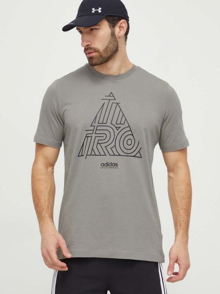 Бежева бавовняна футболка з принтом Adidas