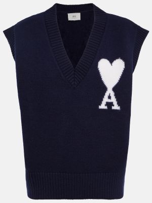 Chaleco de lana de tela jersey Ami Paris azul
